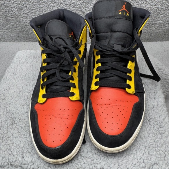 Nike Air Jordan 1 Shoes Mens 11.5 Mid Black Gym Red Yellow Sneakers 852542-087 - Picture 6 of 16